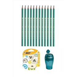Bic Hb Kurşun Kalem 12'li + Yeşil Kalemtıraş + Sınav Silgisi 3'lü BICEXST-Y