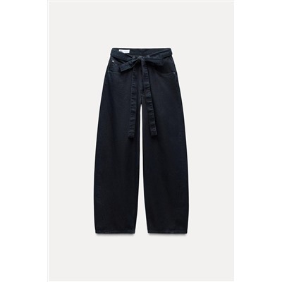 TRF BELTED DENIM TROUSERS