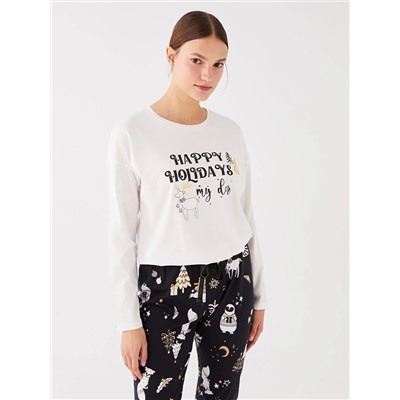 LC Waikiki Bisiklet Yaka Yılbaşı Temalı Uzun Kollu Kadın Pijama Takımı, LCW DREAM                                            
                                            Bisiklet Yaka Yılbaşı Temalı Uzun Kollu Kadın Pijama Takımı
