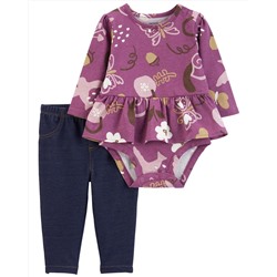 Baby 2-Piece Floral Bodysuit Pant Set