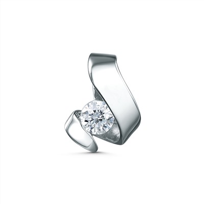 Подвеска из серебра с фианитом родированная 3-212р200