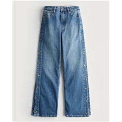 SOCIAL TOURIST HIGHEST RISE SIDE-SNAP EXTREME BAGGY JEANS