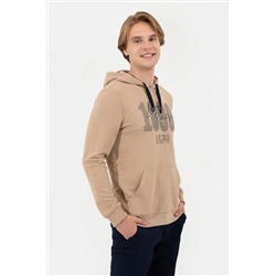 Erkek Camel Kapüşonlu Sweatshirt