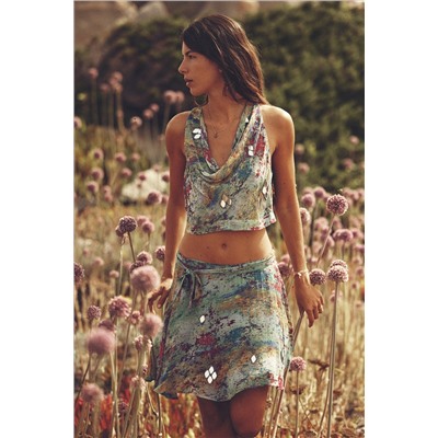 DRAPED PRINTED TOP