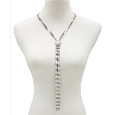 GUESS Silver-Tone Crystal Rhinestone Lariat Necklace, 20" + 2" extender