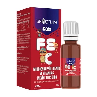 Венатура мальчик Микрокапсулированное железо и витамин С 20 мл Venatura Kids Mikroenkapsle Demir ve Vitamin C 20 ml