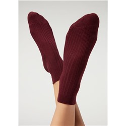 Kurze gerippte Socken mit Baumwolle und Kaschmir