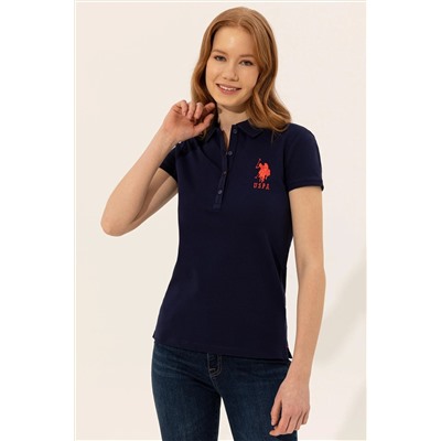 Kadın Lacivert Basic Polo Yaka Tişört