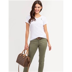 SCALLOP TRIM V-NECK T-SHIRT
