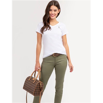 SCALLOP TRIM V-NECK T-SHIRT