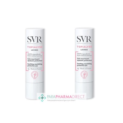 SVR Topialyse Lèvres Stick Végétal Soin Nourrissant Apaisant Protecteur 2x4g