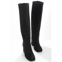 Bambi Siyah Süet Kadın Çizme K03828030102
