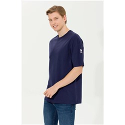 Erkek Lacivert Comfort Long Bisiklet Yaka Tişört