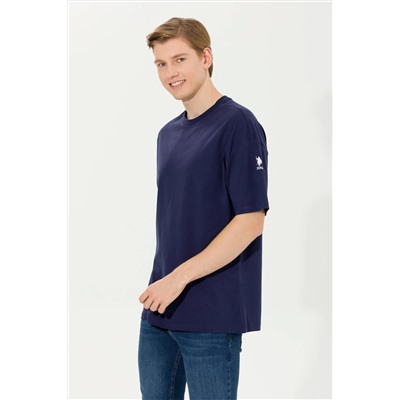 Erkek Lacivert Comfort Long Bisiklet Yaka Tişört