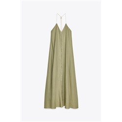 VOLUMINOUS LINEN BLEND MIDI DRESS
