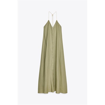 VOLUMINOUS LINEN BLEND MIDI DRESS