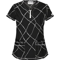 UA Pearls of Wisdom Black Print Scrub Top