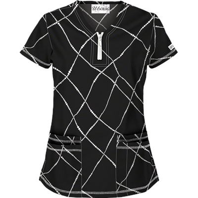 UA Pearls of Wisdom Black Print Scrub Top
