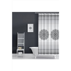 Tropikhome Siyah Çizgili Banyo Perdesi, 180x200cm Duş Perdesi-tek Kanat Banyo Duş Perdesi- C Halka Hediyeli 2112