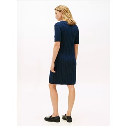 Short-Sleeve Cable Knit Sweater Dress