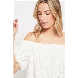 Camiseta con bordado inglés Blanco