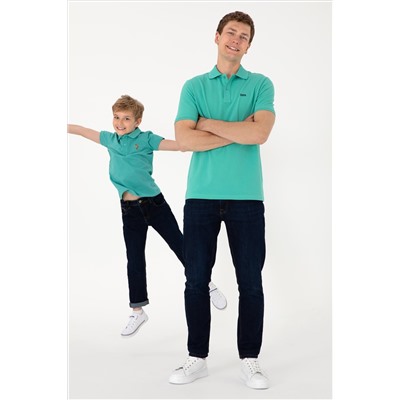 Erkek Polo Yaka Mint Basic Tişört