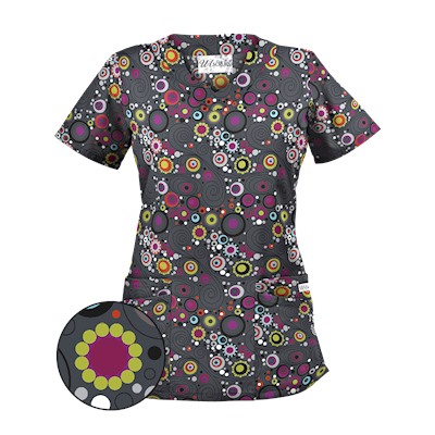 UA Mod Mix Pewter Print Scrub Top