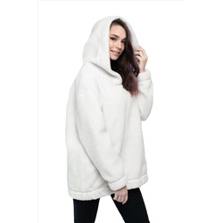 Толстовка женская из овечьей шерсти оверсайз HOT TREND (с капюшоном, цвет Ваниль) цвет БЕЛЫЙ