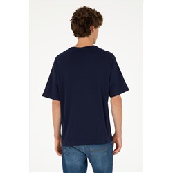 Erkek Oversize Fit Bisiklet Yaka Lacivert Tişört