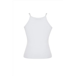 Beyaz Halter Yaka Basic Örme Atlet TBBSS23CV00000