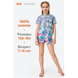 Хлопковая пижама для девочки с шортами Happyfox