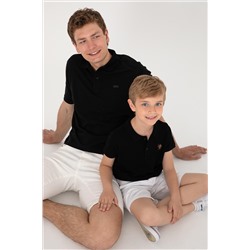 Erkek Regular Fit Polo Yaka Siyah Basic Tişört