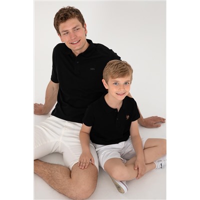 Erkek Regular Fit Polo Yaka Siyah Basic Tişört