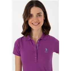 Kadın Mor Basic Polo Yaka Tişört