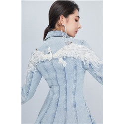Vestido evasé vaquero Azul