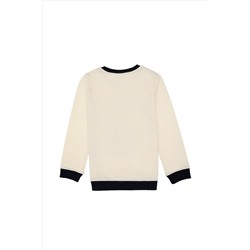 Erkek Çocuk Krem Bisiklet Yaka Sweatshirt
