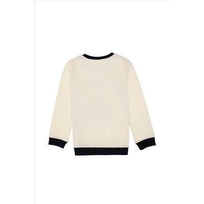 Erkek Çocuk Krem Bisiklet Yaka Sweatshirt