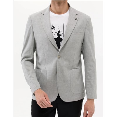 Gri Spor Keten Karışımlı Blazer Ceket