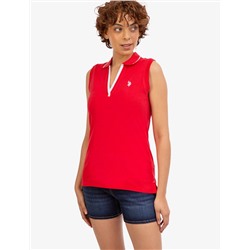 OPEN PLACKET SLEEVELESS POLO SHIRT