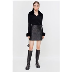 Falda de piel Negro