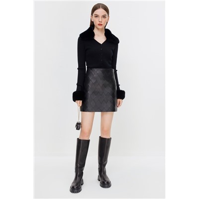 Falda de piel Negro