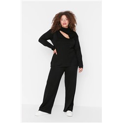 Siyah Cut Out Detaylı Triko Alt&Üst Takım TBBAW23CP00027