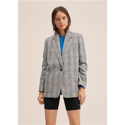 Americana lana cuadros -  Mujer | MANGO OUTLET Melilla