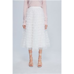 Falda avolantada Blanco