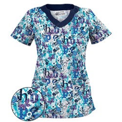 UA Have Hope Turquoise Scallop Neck Print Scrub Top