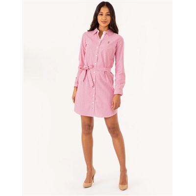 STRIPED MULTI-COLORED LOGO OXFORD DRESS