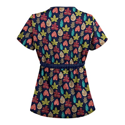 UA Leaf Of Faith Navy Print Mock Wrap Scrub Top