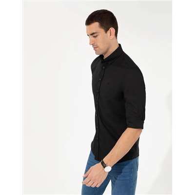Siyah Slim Fit Oxford Gömlek