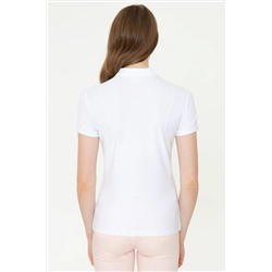 Kadın Beyaz Basic Polo Yaka Tişört
