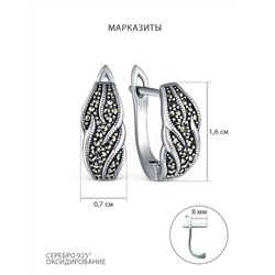 Серьги из чернёного серебра с марказитами 925 пробы HE1755-MAC-LK